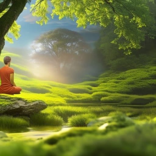 A person meditating in the nature, illustrating mental health improvement